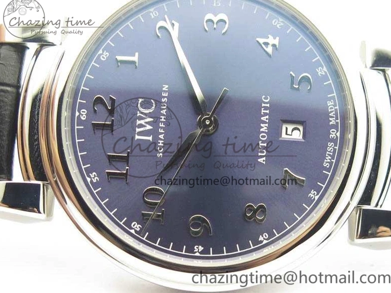 MIROTIME 0201 Da Vinci IW356601 SS TW 1:1 Best Edition Blue Dial On Black Leather Strap A Durable 7239